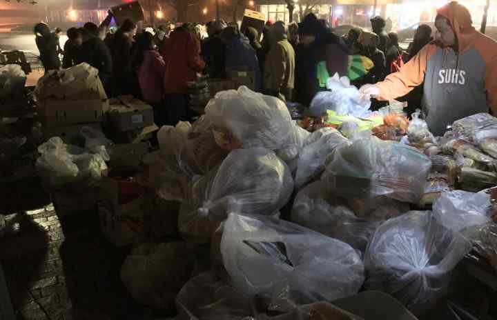 Community Solidarity Farmingville Food Share Banner Bread Table