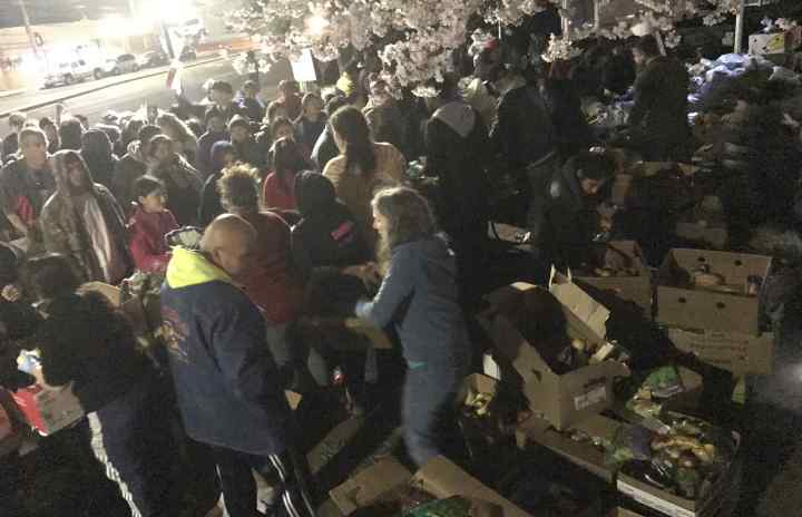Sharing groceries at the Community Solidarity Farmingville Food Share