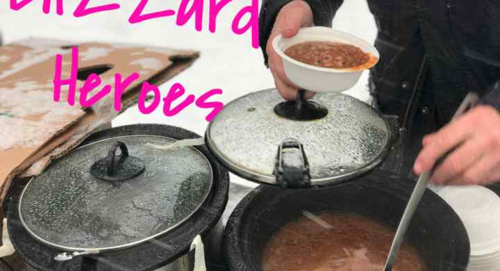 Community Solidarity sharing hot meals in a blizzard Community Solidarity sharing hot meals in a blizzard